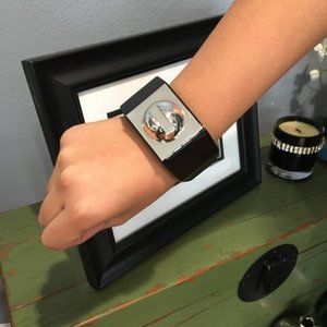 A.L.C. Andrea Lieb. Wide BLACK RESIN Cuff Bracelet